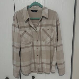 Women's Beige Plaid Button-Down Shirt